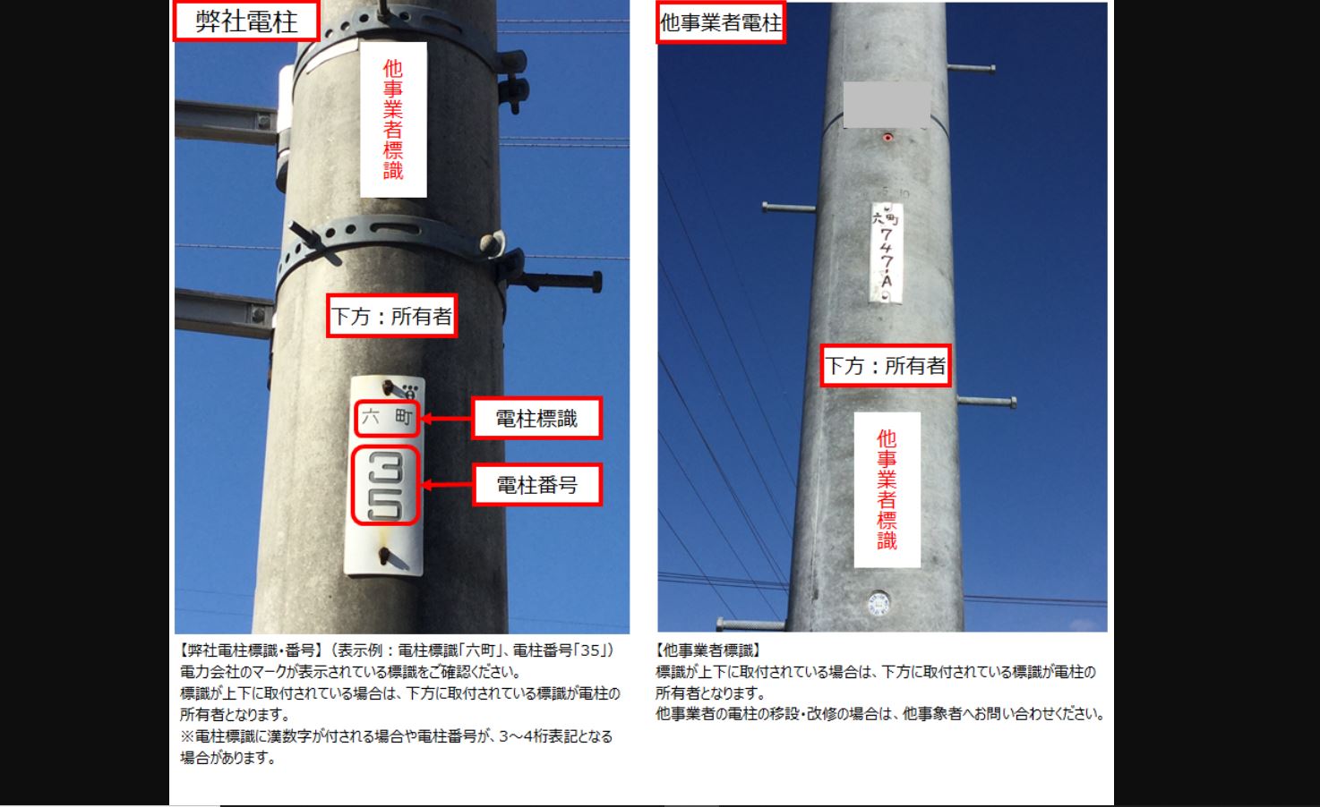 電柱　所有者の見分け方